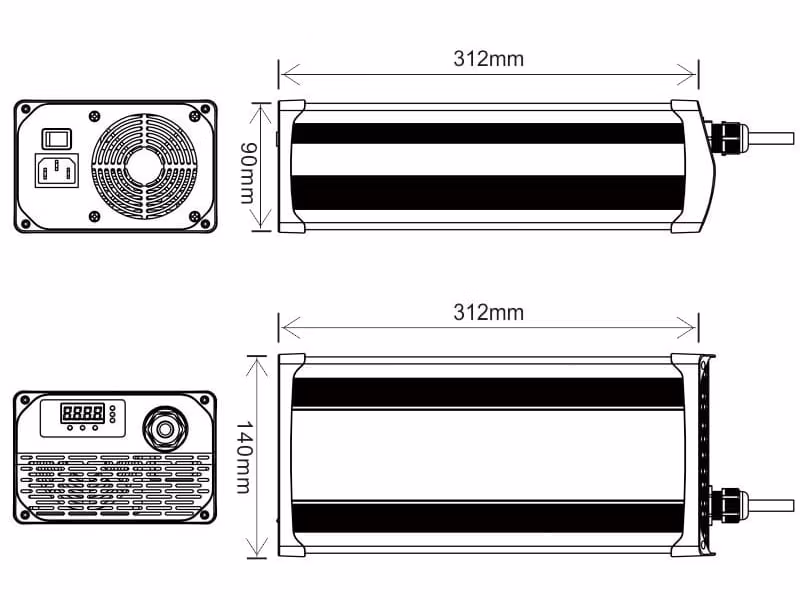 AC 220V 2200W Charger 48V 30A 35A Chargers Portable for 48V Lead Acid Battery Charger for Electric Vehicles and Boats