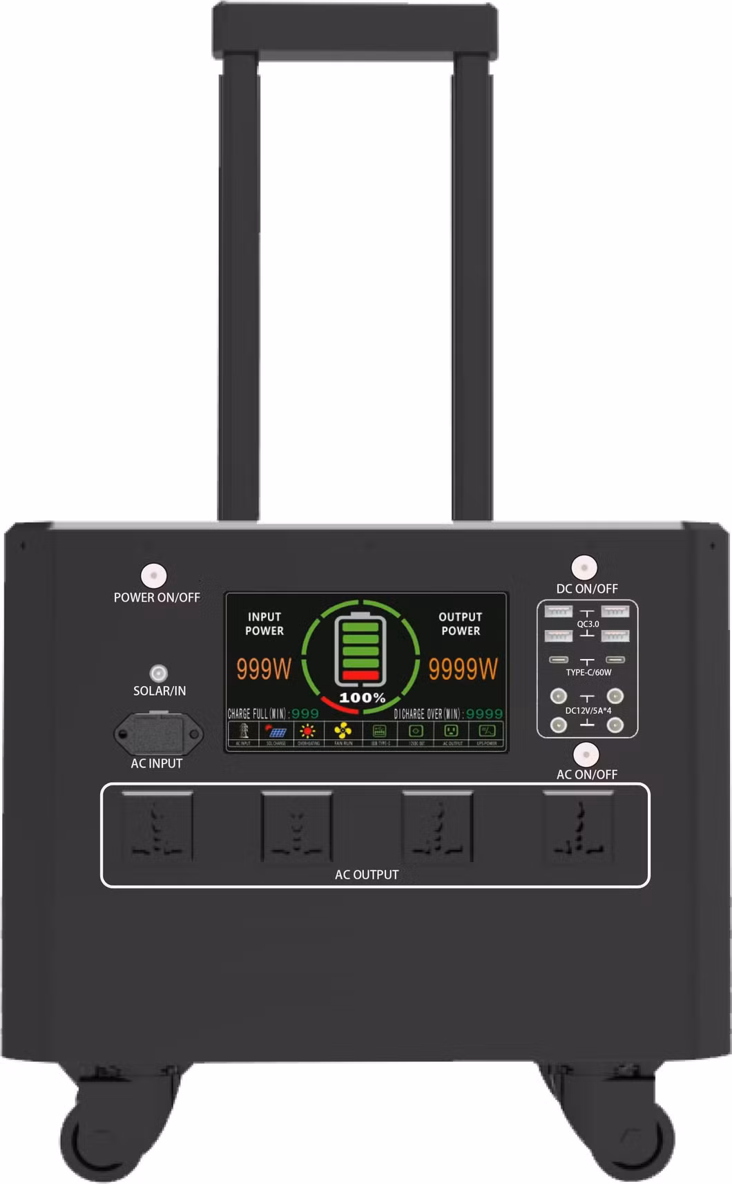 110V 220V Outdoor Portable Battery Backup Power Generator Station Solar Portable 3000W Camping