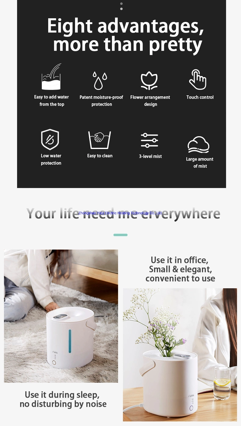 Top Fill Design Mistadjustable Mist Top Fill Room Ultrasonic Humidifier 3L Ultrasonic Humidifier