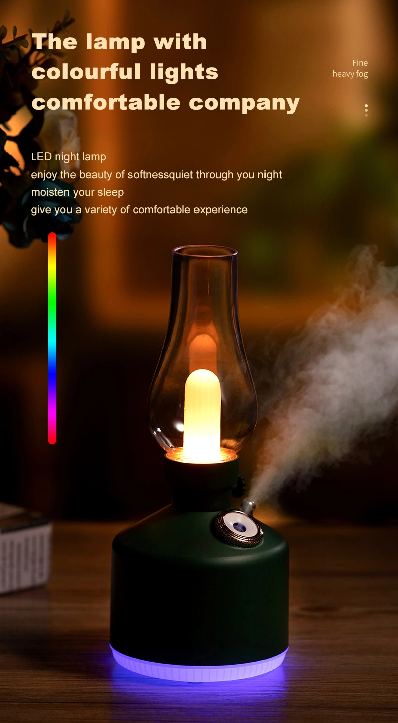 Mini Portable Cool Mist Humidifier Diffuser Air Humidifier USB Warm Light Flame Ultrasonic Humidifier