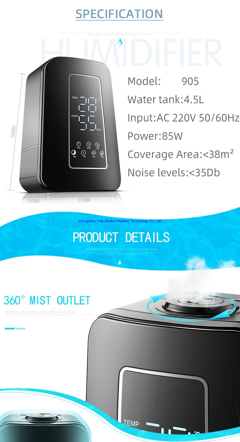 5L Yoga Use Air Humidifier Negative Ion Remote Control Heat Humidifier Double Nozzle Steam Humidifier