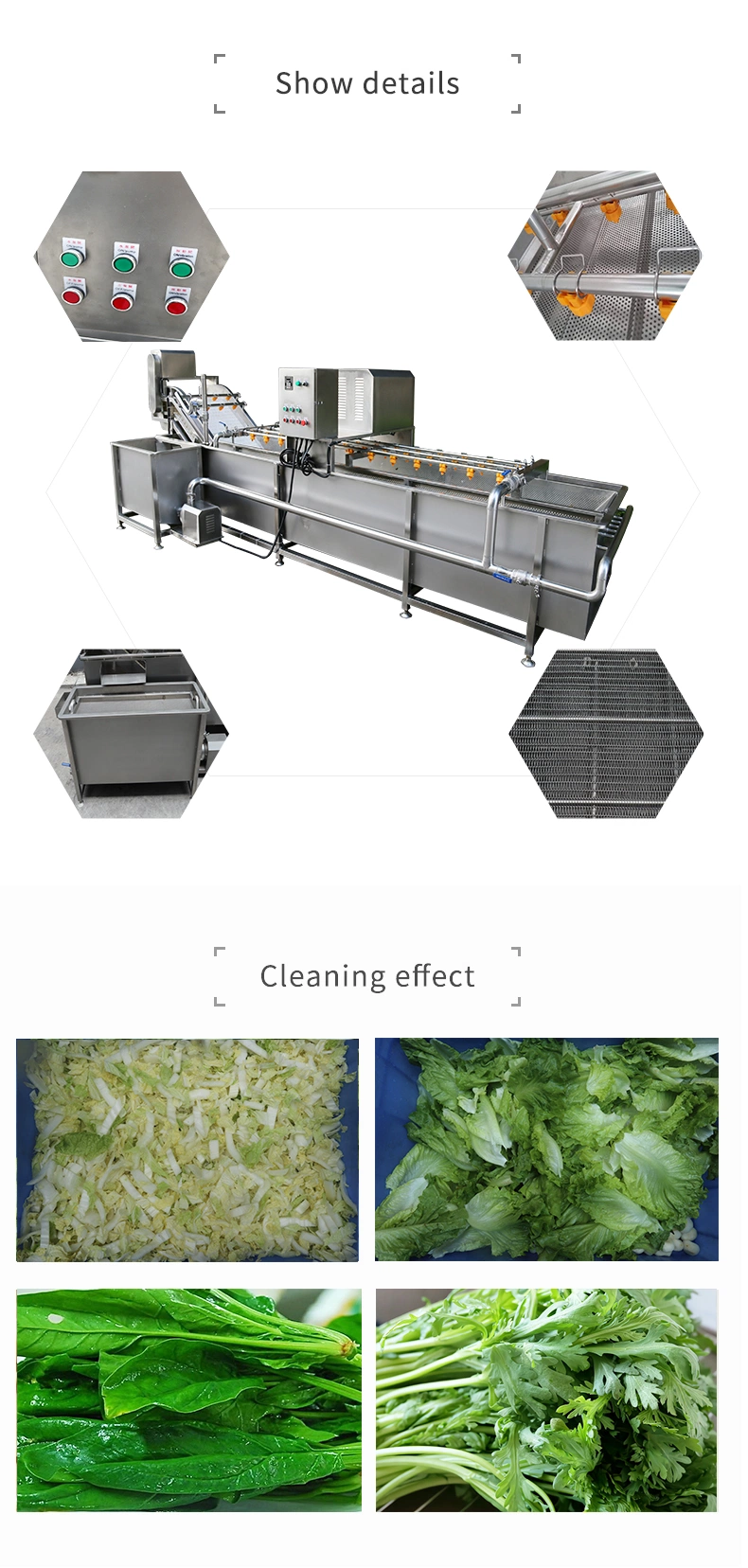 Carrot Cabbage Salad Vegetable Air Bubbling Washer Cleaning Machine