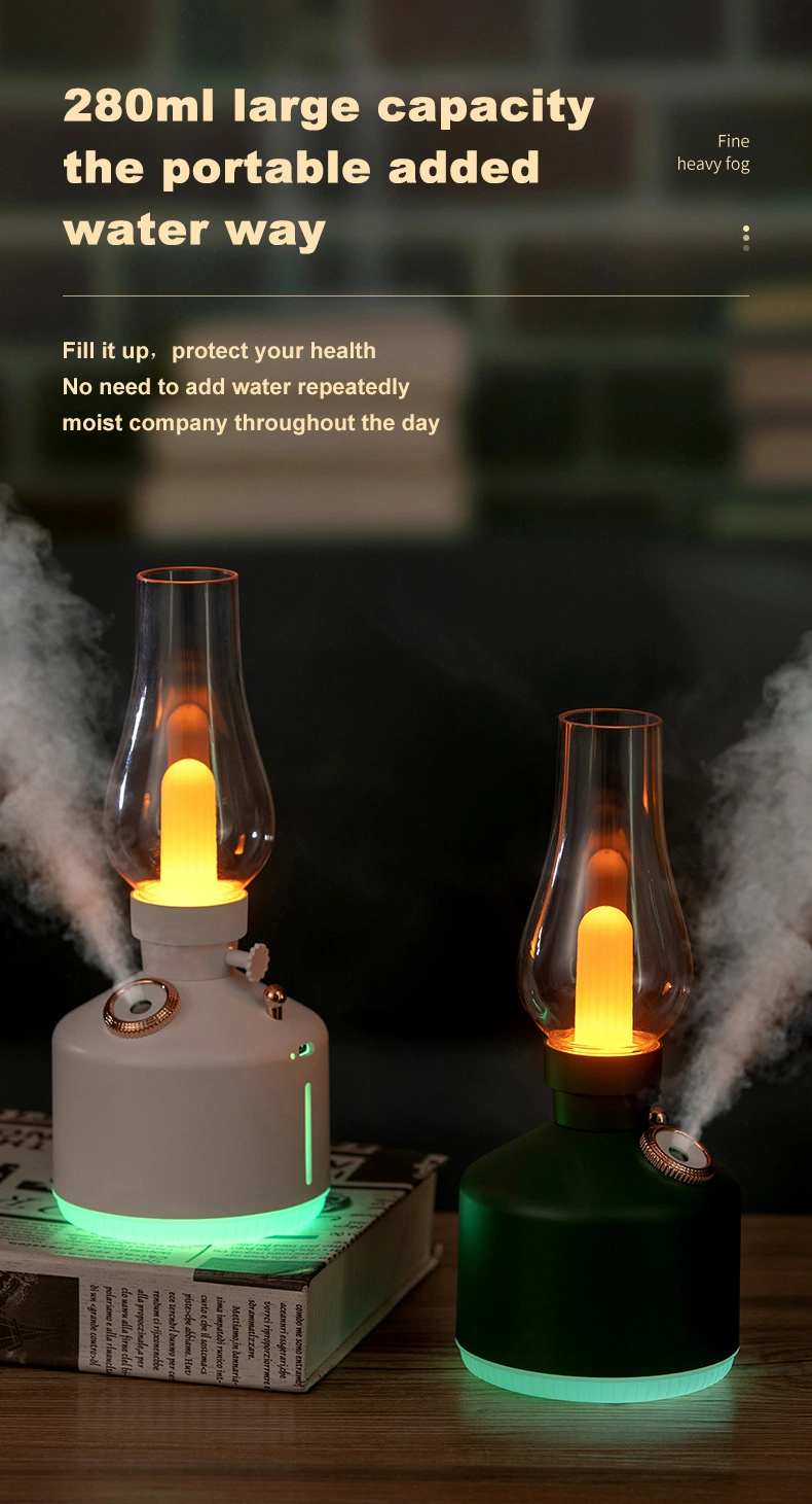 Mini Portable Cool Mist Humidifier Diffuser Air Humidifier USB Warm Light Flame Ultrasonic Humidifier