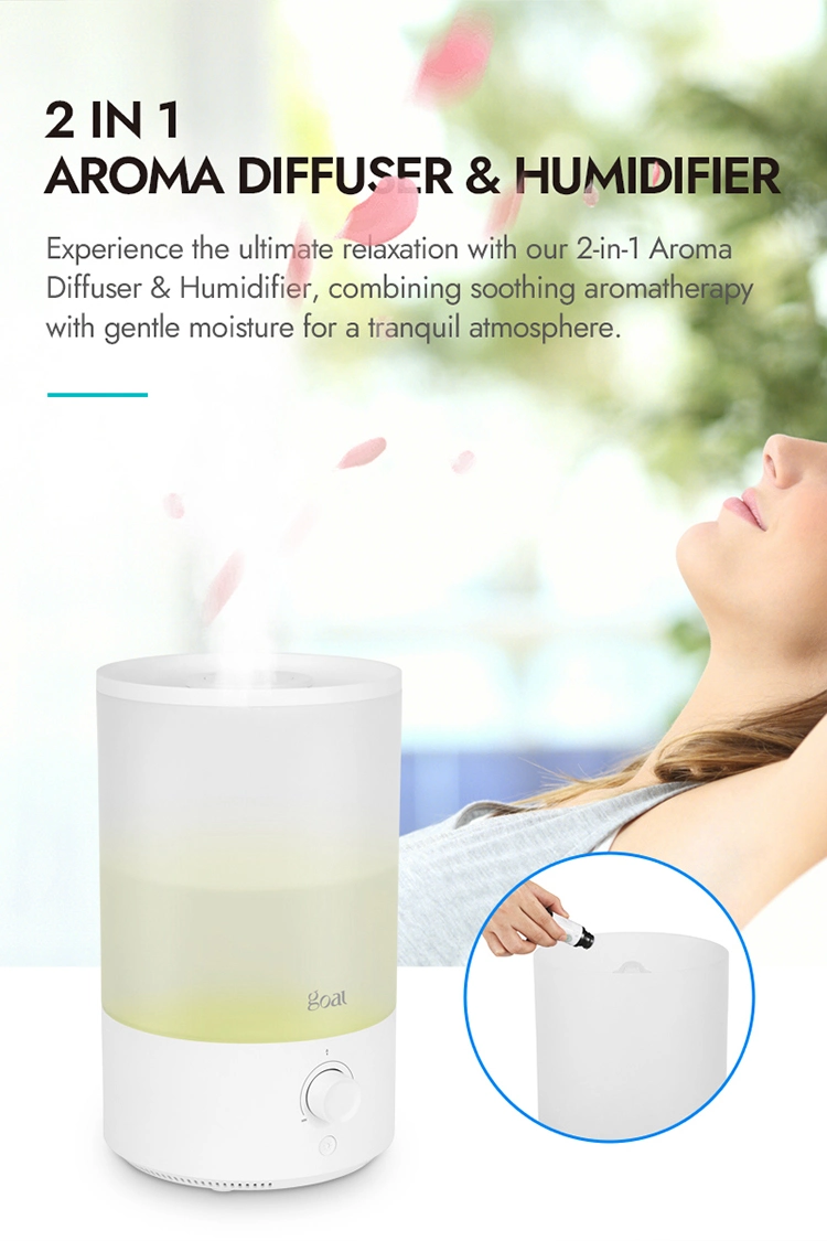 5L Aroma Diffuser Humidifier with Double 360 Nozzle Top Fill Night Light Function Essential Oil Tank