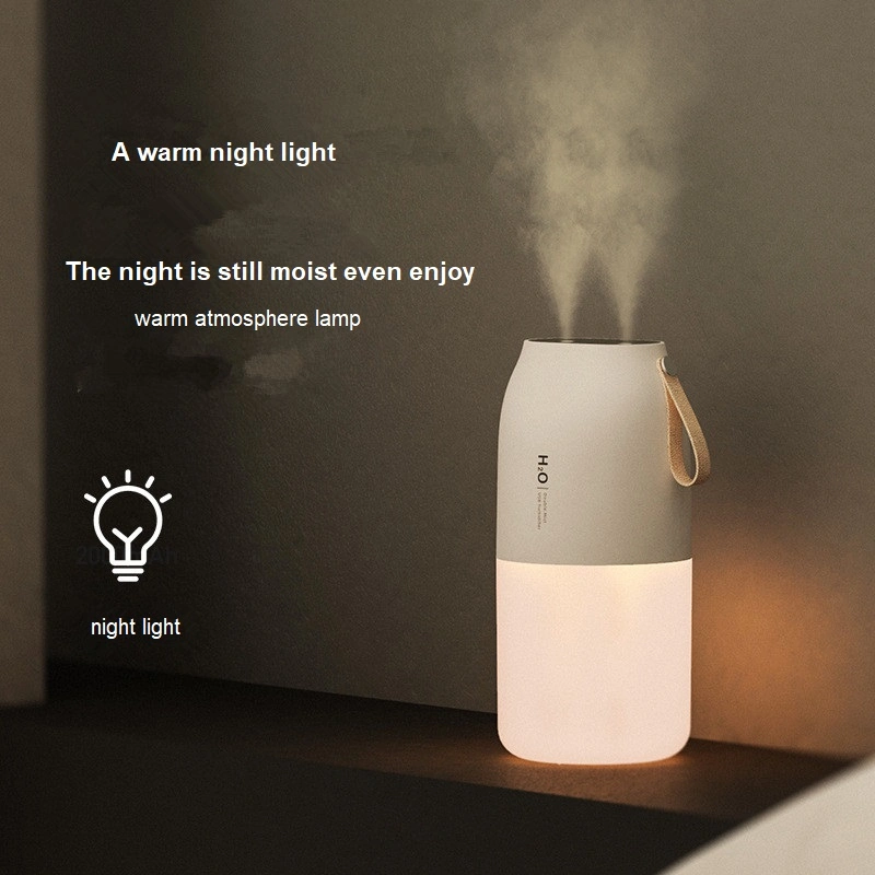 Portable Mini USB Dual Spray Mist Diffuser Air Humidifier with Warm Night Light