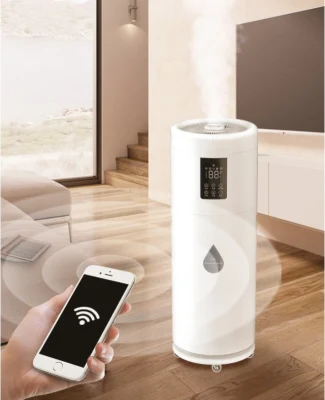 Smart WiFi Top Filling indutrial Comercial Ultrasonic cálido frío niebla Intervalo del humidificador de aire ouptut