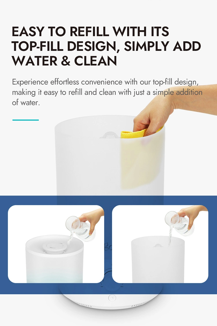5L Tabletop Electric Ultrasonic Aromatherapy Humidifier Night Light Front Switch Color-Changing