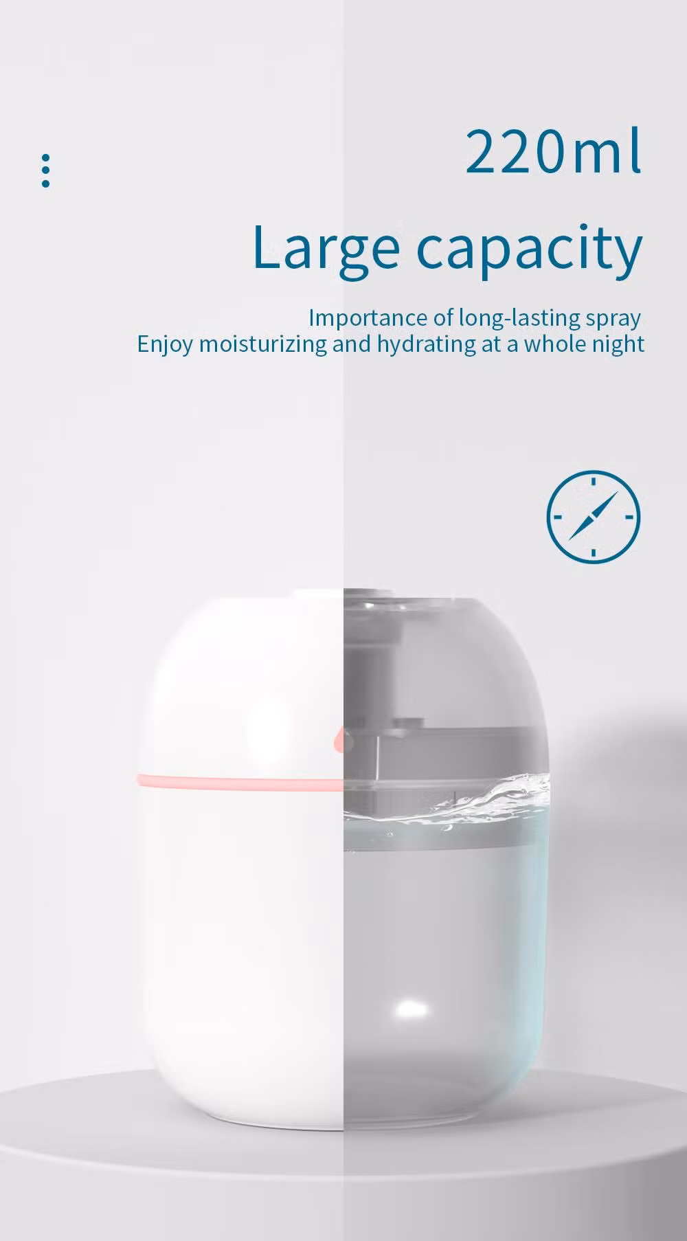 220ml Colorful Egg Second Generation USB Ultrasonic Mini Car Cool Mist Warm Night Light Mute Air Conditioner Humidifier