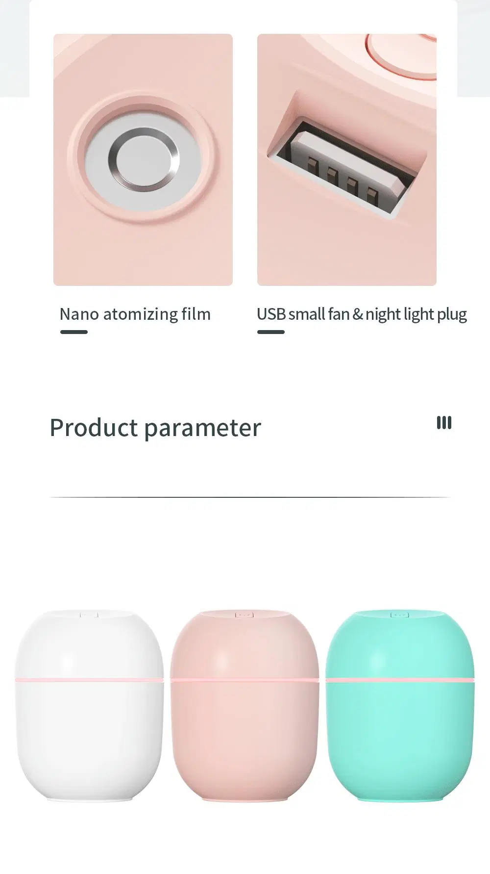 2022 Portable LED Light Mini 220ml H2O Spray Mist Humidifier Wet Aroma Essential Oil Diffuser Car USB Air Humidifier