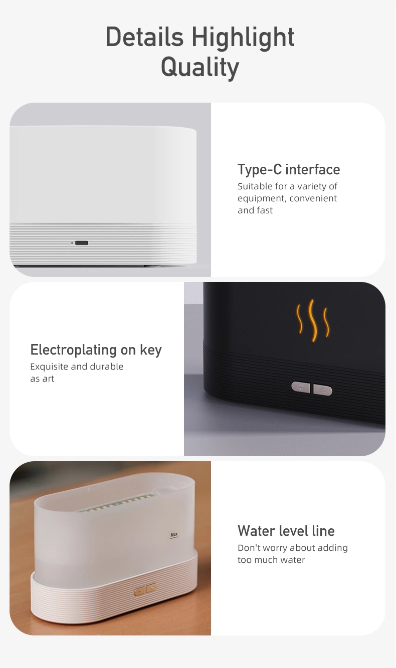 USB Desktop Purifier 3D Simulation of Home Aromatreatment Machine Colorful Flame Humidifier