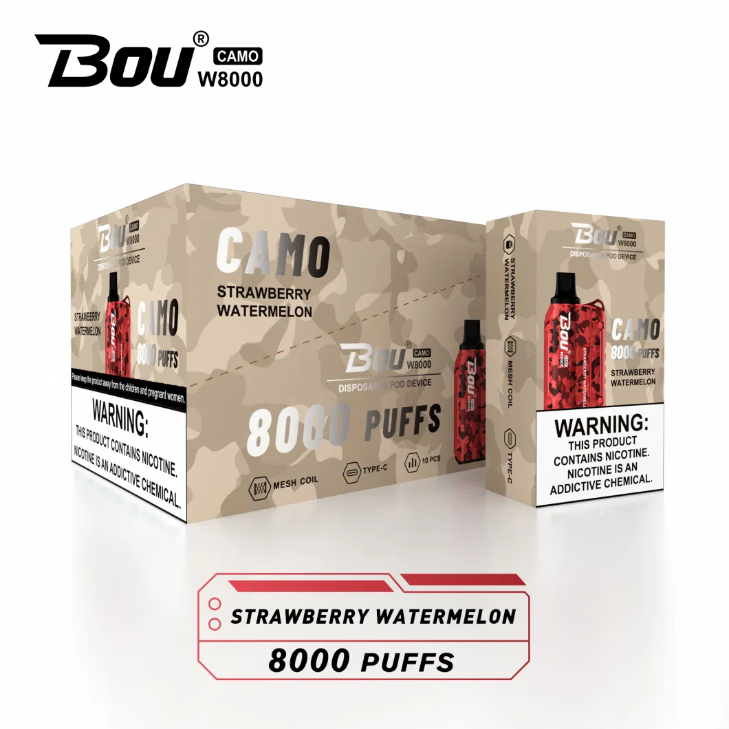 Hot Sell Disposable Vape 8000 Puff Vaporizer Bou Camo Disposable Vape