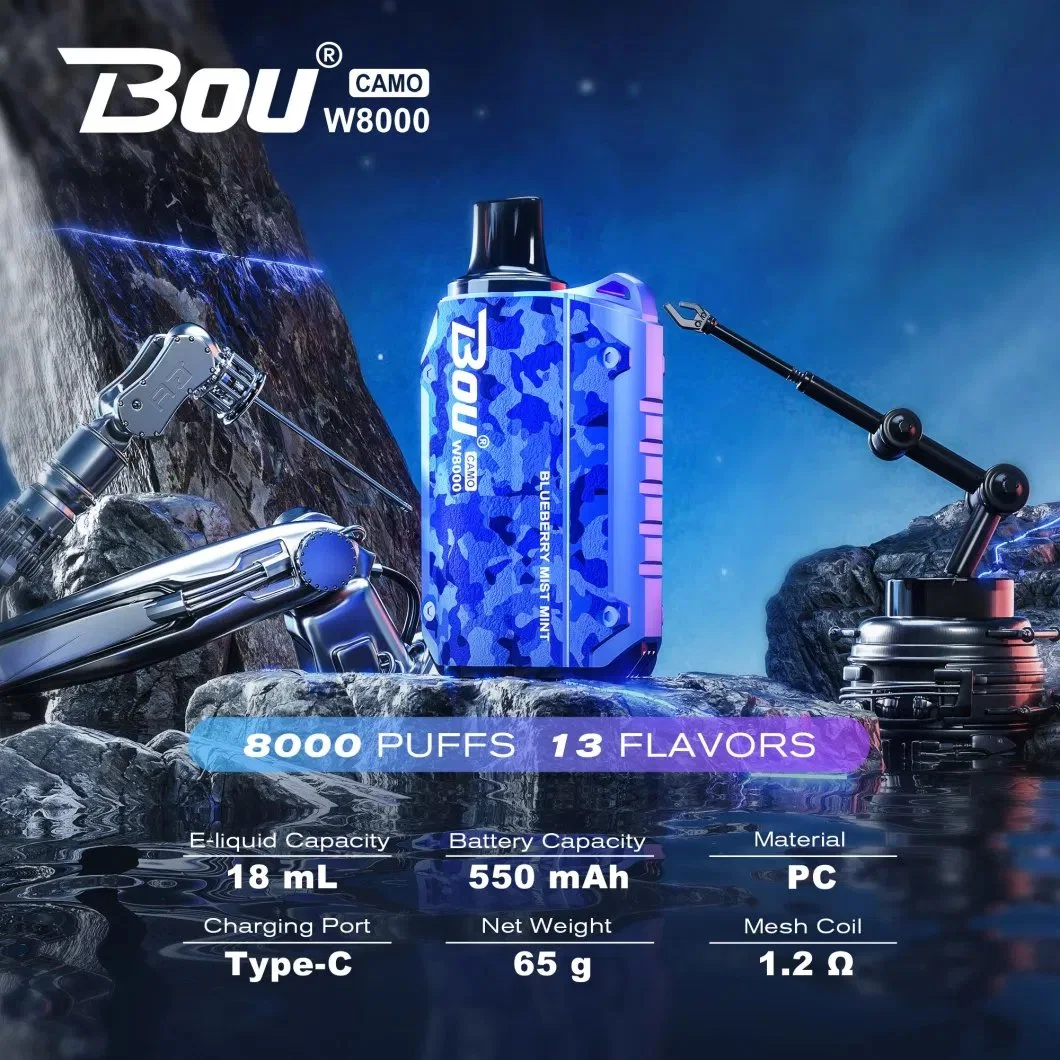 Hot Sell Disposable Vape 8000 Puff Vaporizer Bou Camo Disposable Vape