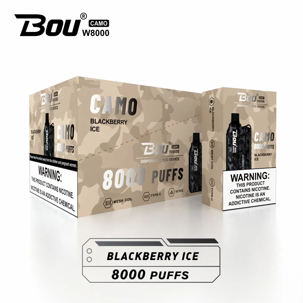 Hot Sell Disposable Vape 8000 Puff Vaporizer Bou Camo Disposable Vape