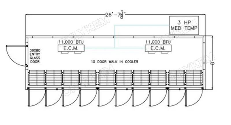 Showcase Cold Freezer Room Glass Door Display Walk in Cooler