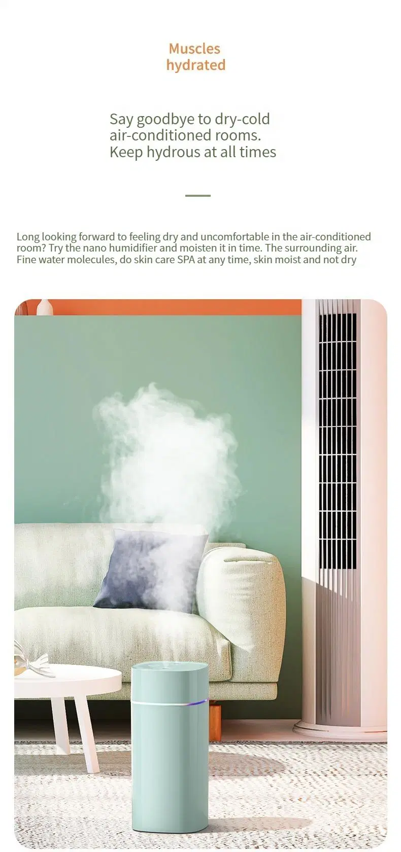 2022 Environmental Protection Material USB Air Aroma Humidifier Mini Car Humidifier