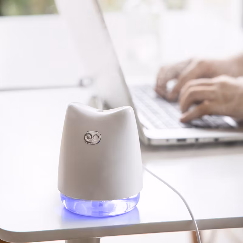 Topmate Mini USB Humidifier Cool Mist Ultrasonic Candle-Shape Air Humidifier Portable with Warm Night Light Auto Shut-off for Office Home and Car White