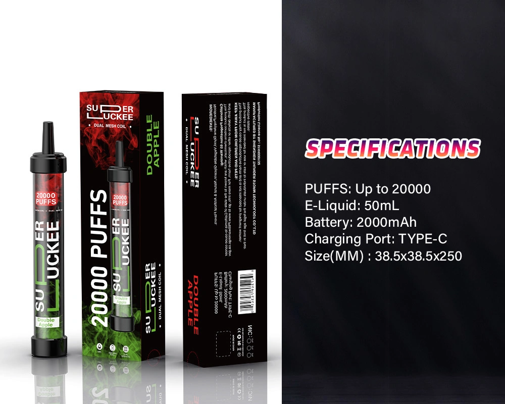 Shisha Style Super Luckee 20000 Puffs Disposable Vape Dual Mesh Coil Hot Selling in USA Dubai Vapes