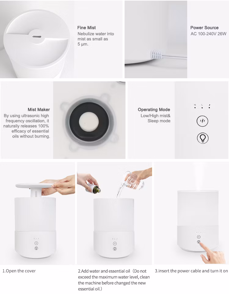 Mist Sprayer Ultra Sonic Aromatherapy Oil Diffuser Cool Ultrasonic Humidifier