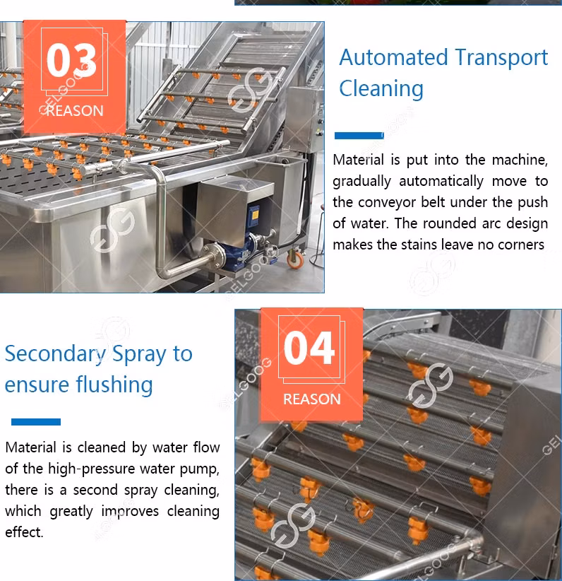 High Efficiency Air Bubble Washing Chili Pepper Cleaning Machine Fruit Apple Potato Washer for Sale