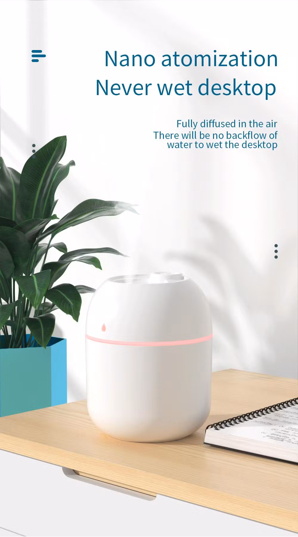 220ml Colorful Egg Second Generation USB Ultrasonic Mini Car Cool Mist Warm Night Light Mute Air Conditioner Humidifier