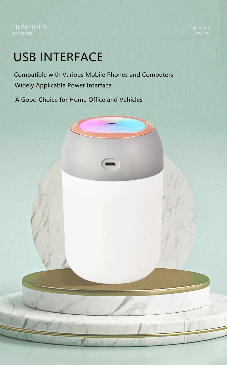 Portable LED Light Mini 300ml H2O Spray Mist Humidifier Double Wet Aroma Essential Oil Diffuser Car USB Air Humidifier