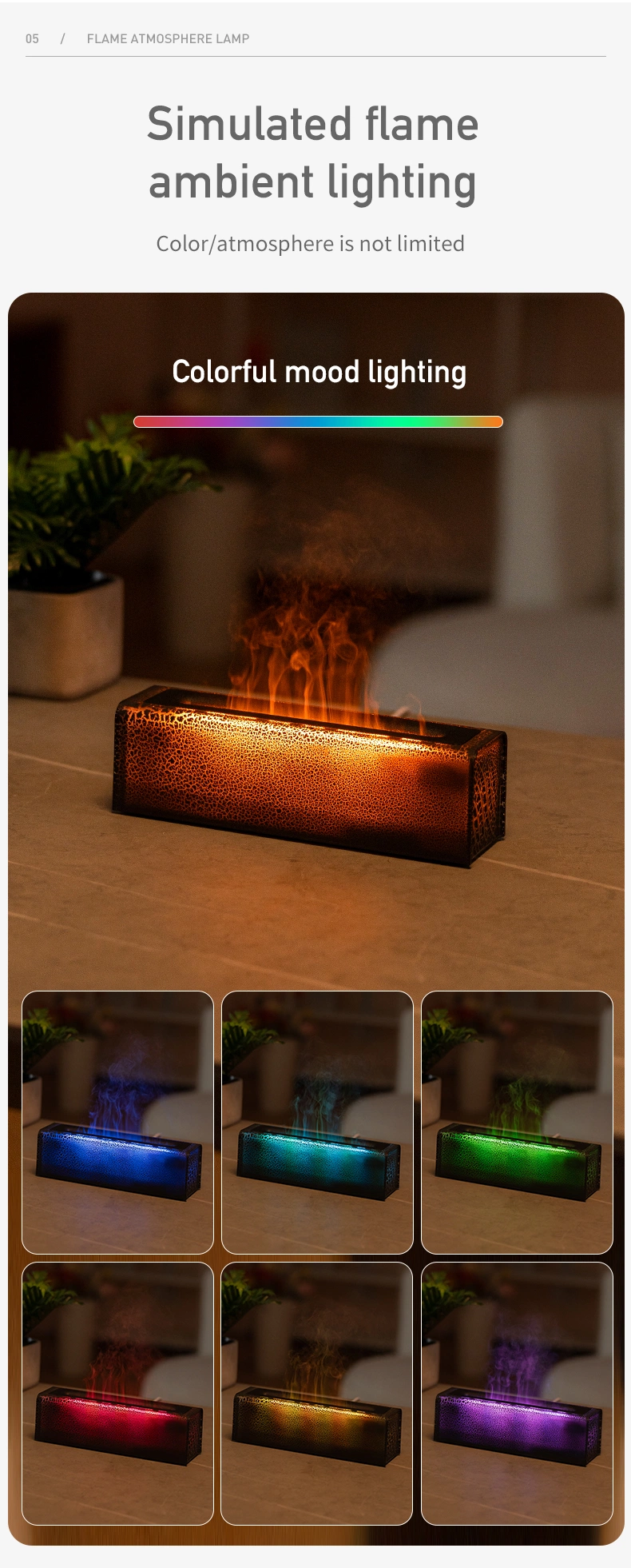 Colorful Atmosphere Light Aromatherapy Machine Water and Power Protection Humidifier Air Purifier