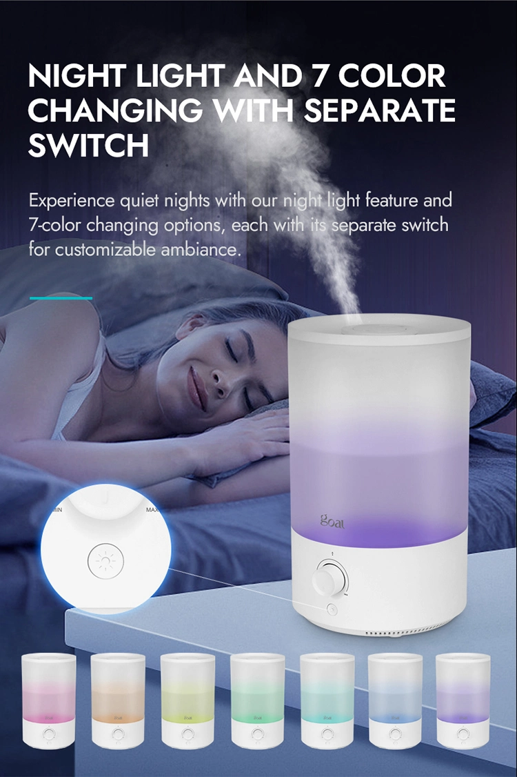5L Tabletop Electric Ultrasonic Aromatherapy Humidifier Night Light Front Switch Color-Changing