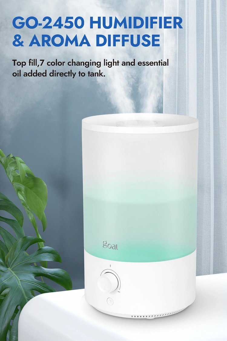 5L Tabletop Electric Ultrasonic Aromatherapy Humidifier Night Light Front Switch Color-Changing
