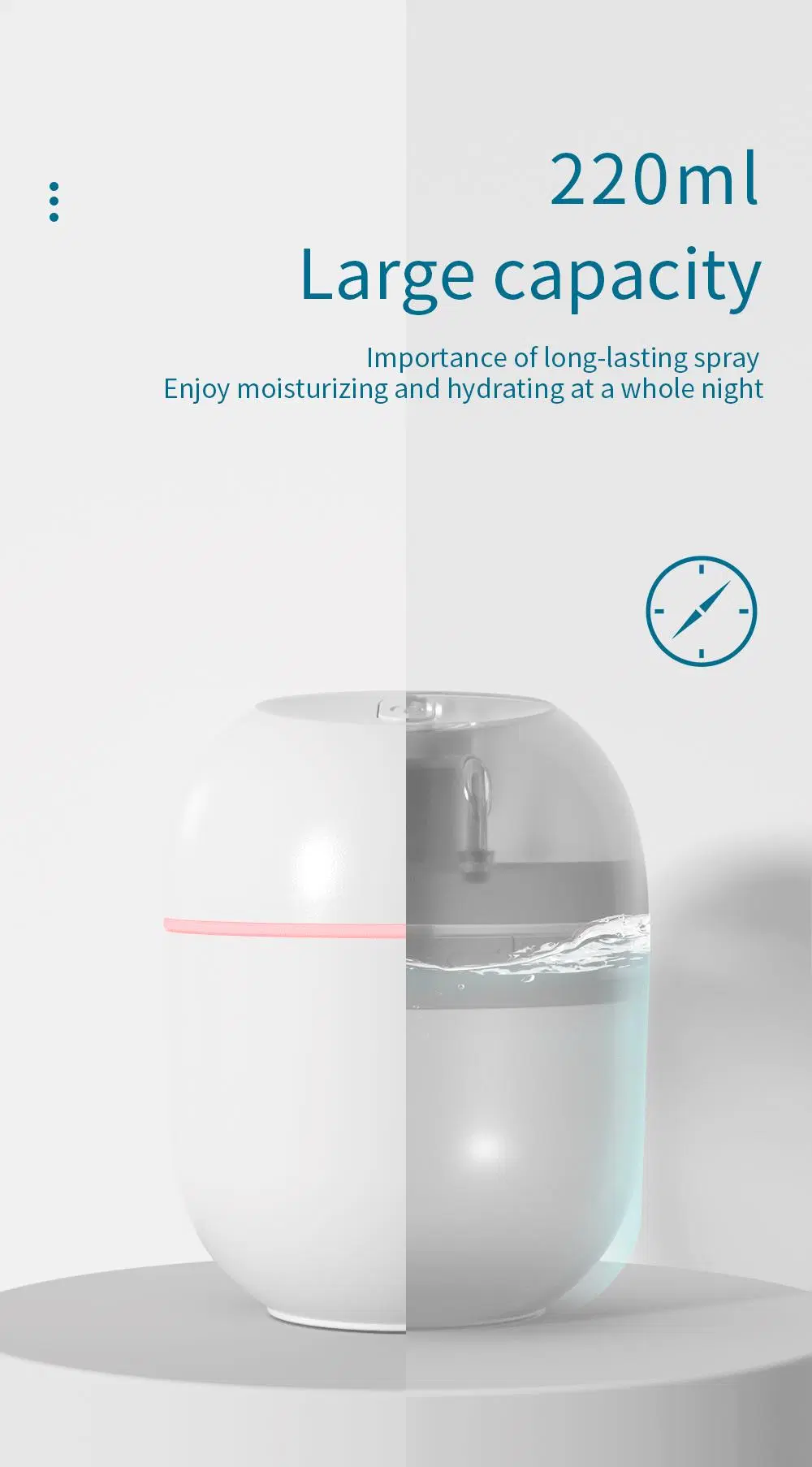 2022 Portable LED Light Mini 220ml H2O Spray Mist Humidifier Wet Aroma Essential Oil Diffuser Car USB Air Humidifier