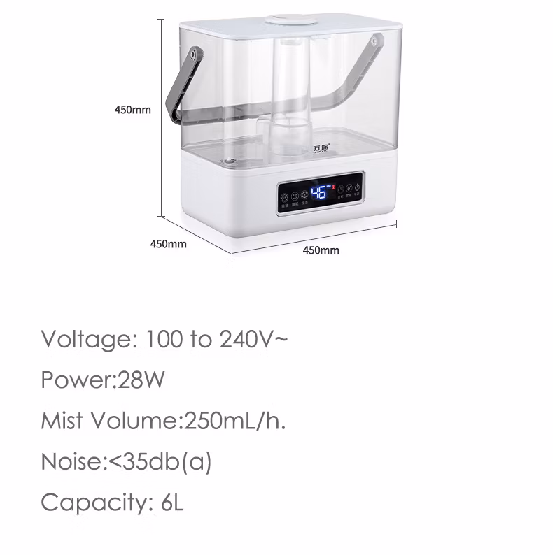 Smart New 6L Kc Certification Hybrid Top Fill Bedroom Large Warm and Cool Mist WiFi Steam Air Humidifier