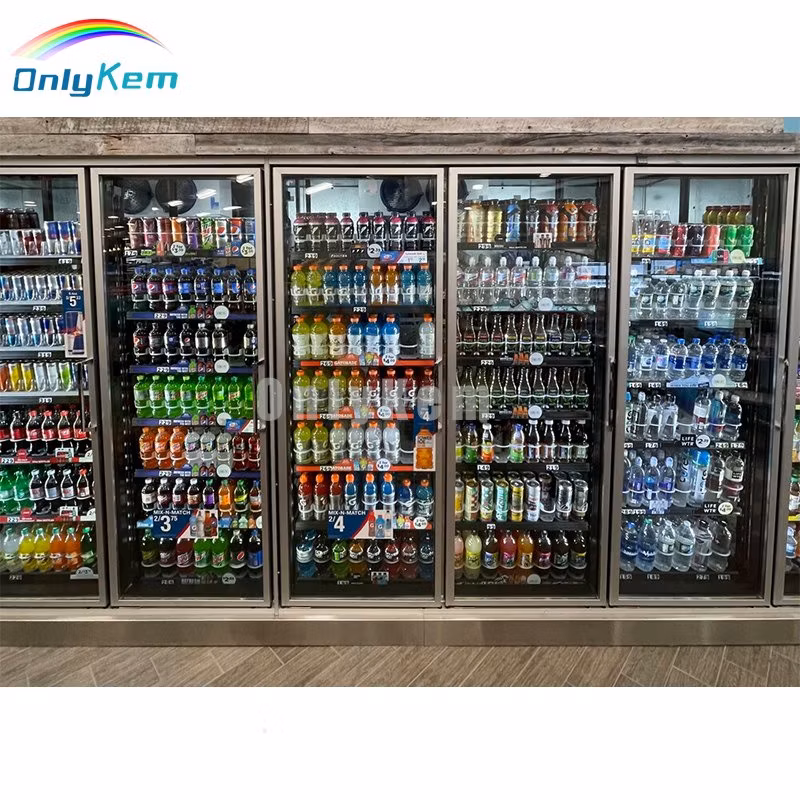Mostrar cámara fría/ congelador/ enfriador de paso con puertas de vidrio para tienda de cerveza