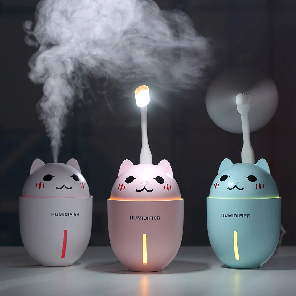 Kids Desktop Ultrasonic Cool Mist Mini USB Air Humidifier with USB Fan