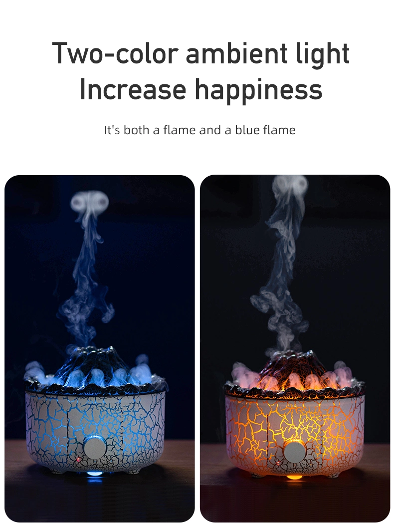 Two-Color Seven-Color Light Humidifier Office Desktop Flame Atmosphere Aromatreatment Machine Large-Capacity Humidifier