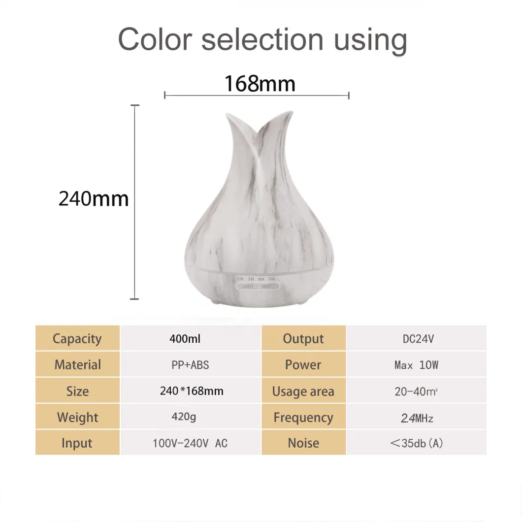 USB Humidifier Night Light 5V Home Use Large Mist Air Humidifier Wood Grain Purifier400ml Aroma Wholesale Diffuser