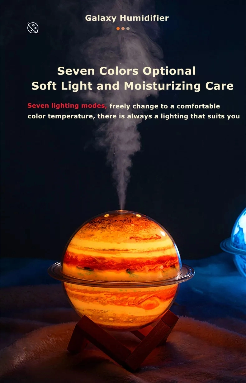 2023 Creative New Planet Night Light Humidifier Household Fog 3D Printing Moon Lamp Humidifier Ultrasonic Air Purifier Humidifier for Large Room