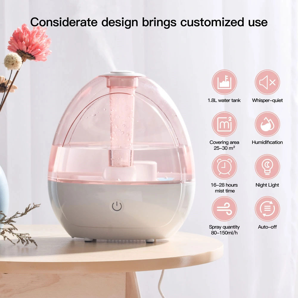 16 Hours Continuously Operating 1.8L Cool Mist Humidifiers for Bedroom Baby Plants