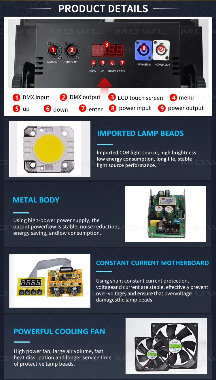 Stage Equip Lighting Warm White Cool White PAR COB 200W Audience Light 4 Eyes LED Stage Blinder Light