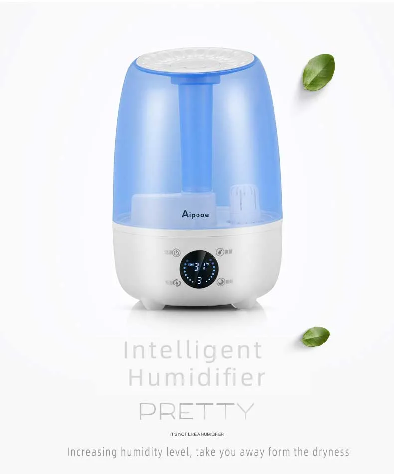 2020 New 4.8L Transparent Water Tank Ultrasonic Cool Mist Humidifier Whisper Quiet for Bedroom