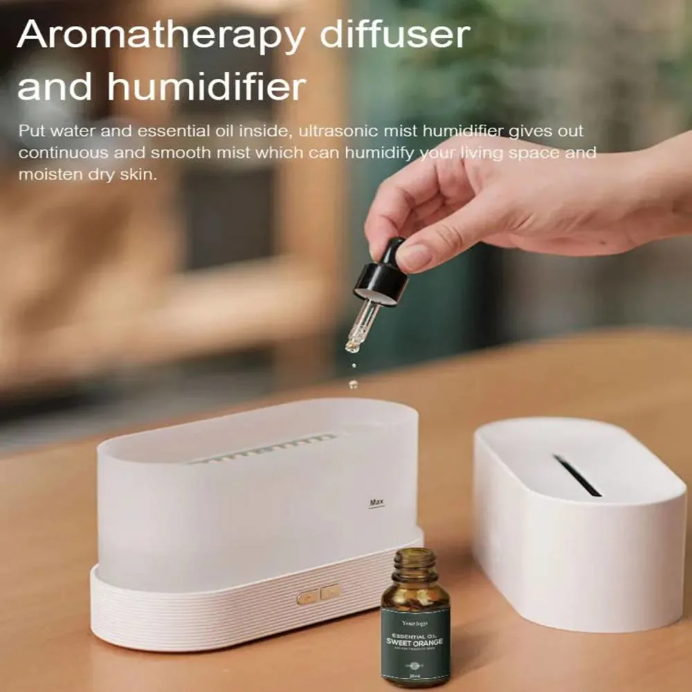 Wholesale Desktop 3D Flame Aroma Diffuser Portable Mini Ultrasonic USB Air Humidifier Aroma Diffuser with Night Light