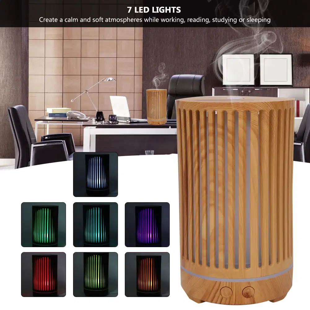 Diffuser Humidifierwholesale Portable 200ml Ultrasonic Hollow Wood Grain Aromatherapy Machine Essential Oil Air Humidifier