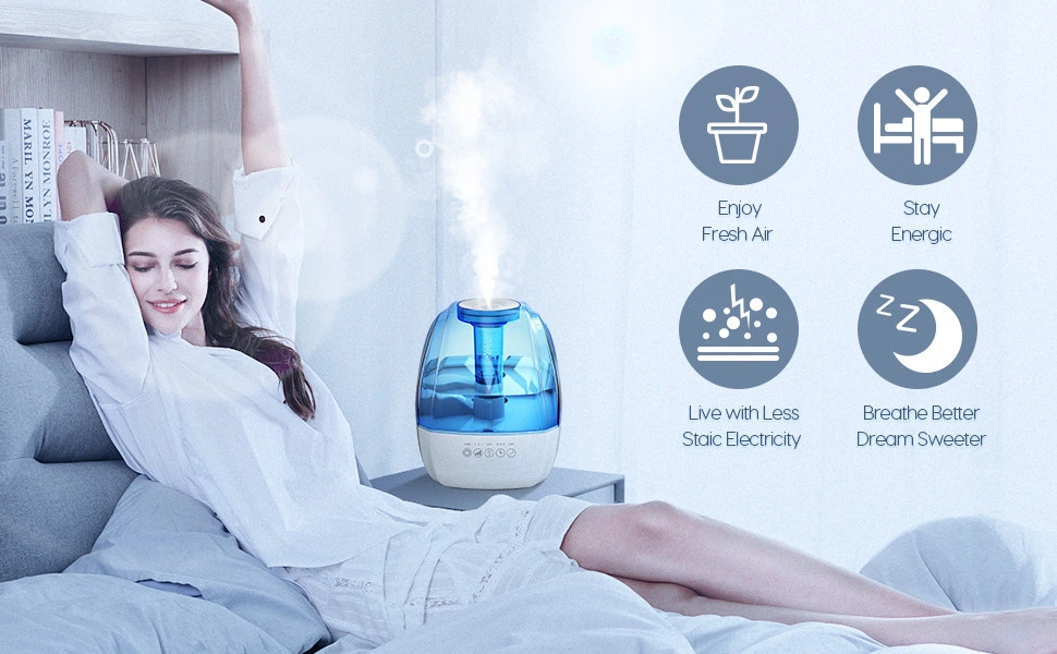 Cool Mist Humidifiers for Bedroom Large Room, 4.5L Air Humidifier with Sleep Mode