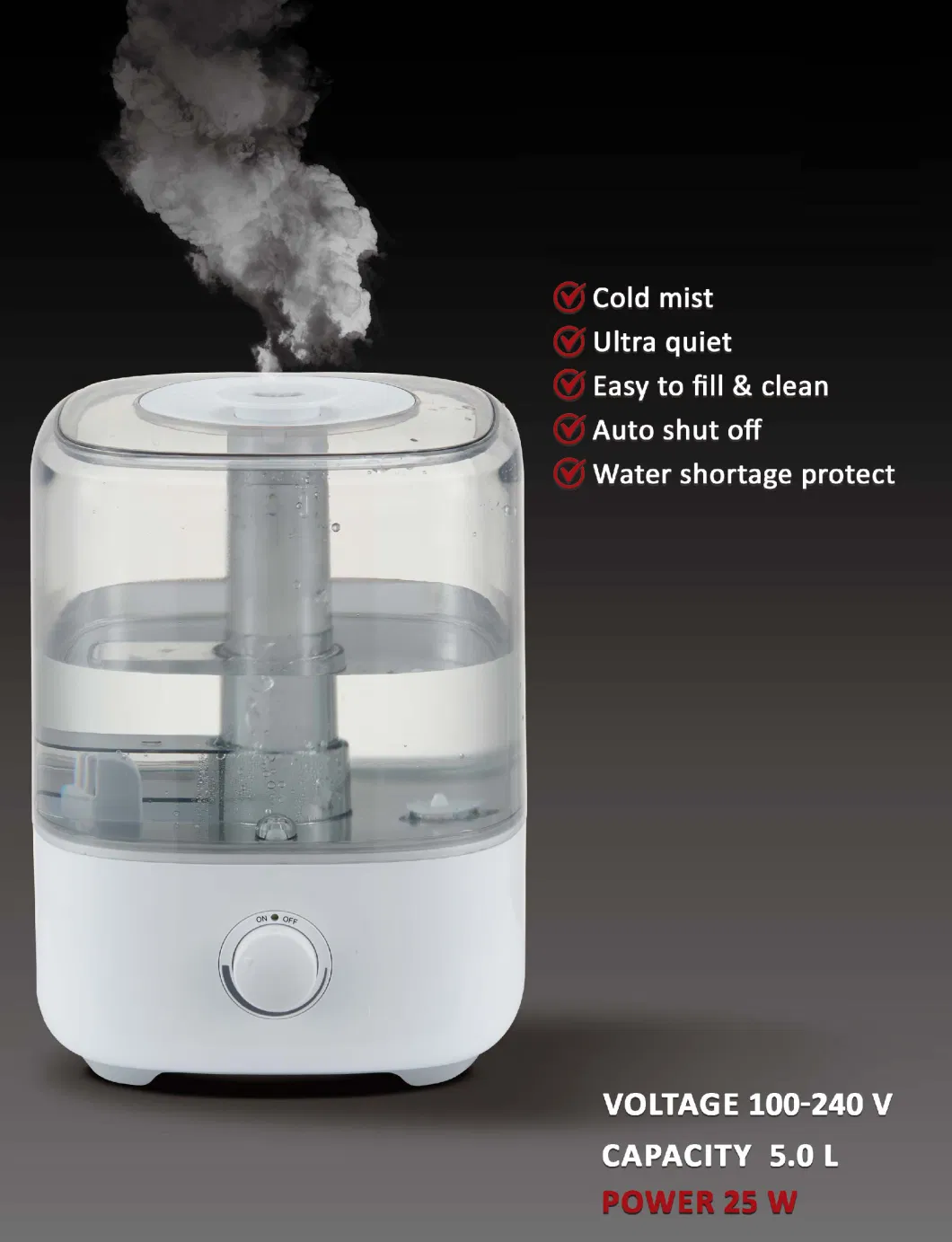 Hot Selling Humidifier Top Filling Water Humidfier with Smart Auto-Humidification