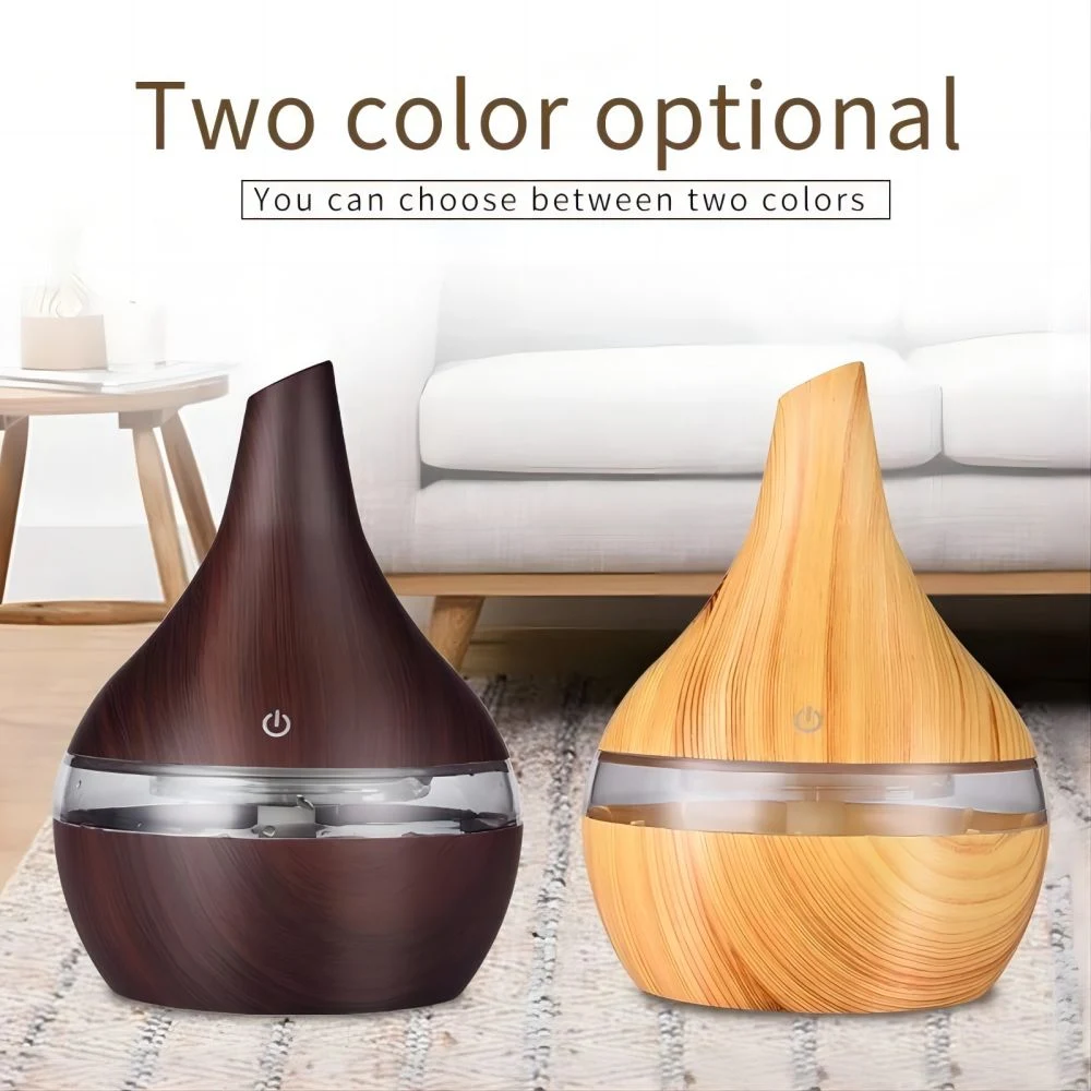 2023 Top Seller Essential Oil Diffuser 300ml Aroma Diffuser Remote Control Air Humidifier Electric Wooden Aromatherapydiffuser