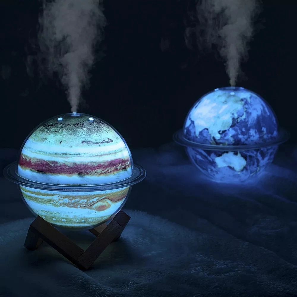 2023 Creative New Planet Night Light Humidifier Household Fog 3D Printing Moon Lamp Humidifier Ultrasonic Air Purifier Humidifier for Large Room