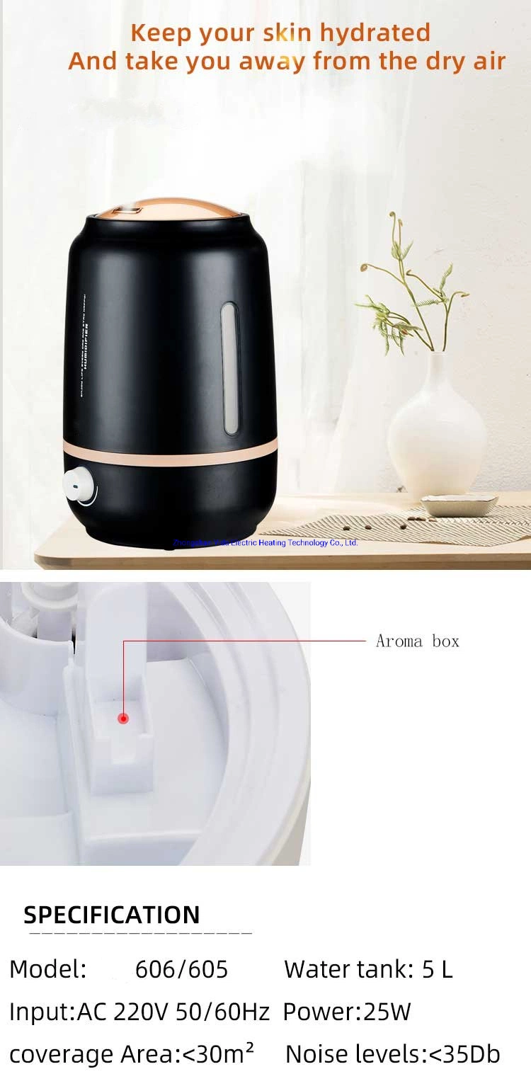 Factory Wholesale 5L Desktop Humidifier Turning Knob Control Water Window Aroma Box Humidifier for Babies