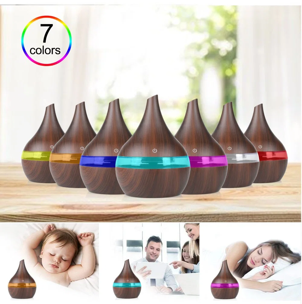 2023 Top Seller Essential Oil Diffuser 300ml Aroma Diffuser Remote Control Air Humidifier Electric Wooden Aromatherapydiffuser