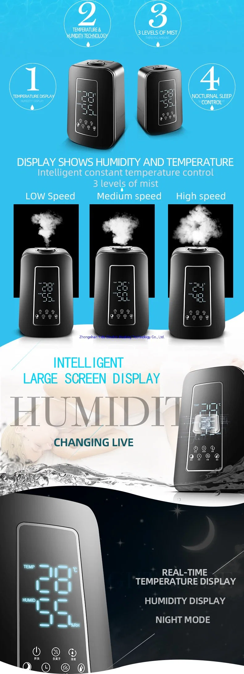 5L Yoga Use Air Humidifier Negative Ion Remote Control Heat Humidifier Double Nozzle Steam Humidifier