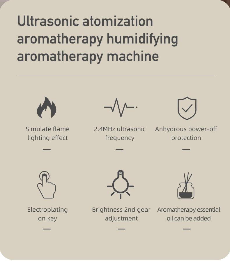 USB Desktop Purifier 3D Simulation of Home Aromatreatment Machine Colorful Flame Humidifier