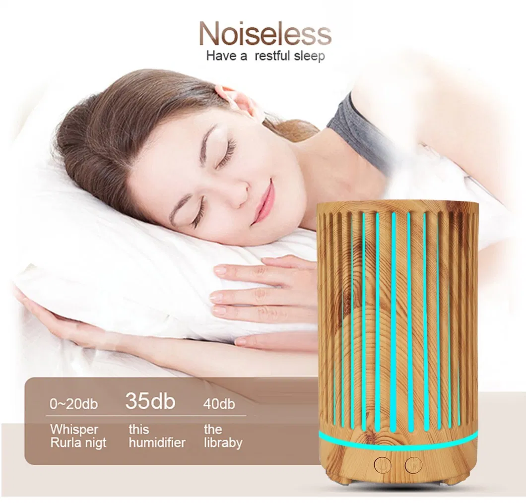 Diffuser Humidifierwholesale Portable 200ml Ultrasonic Hollow Wood Grain Aromatherapy Machine Essential Oil Air Humidifier