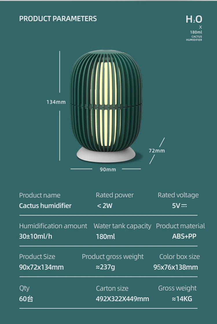 New Design Ball Cactus Home Aromatherapy Evaporative Humidifier